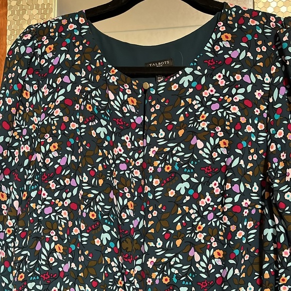 Talbots elastic tie waist flounce hem dress. - Picture 2 of 10